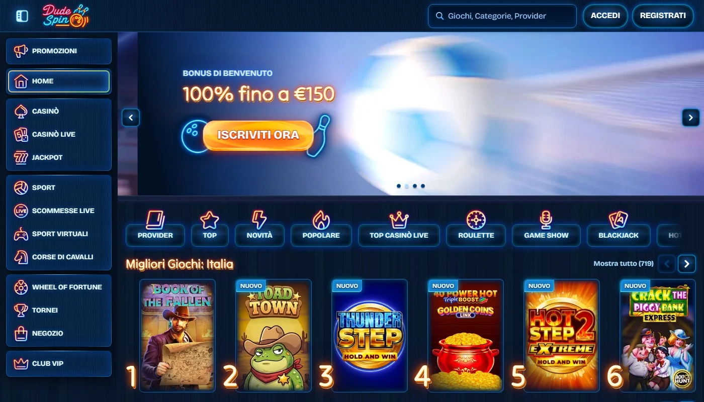 casino con trustly: la lobby di DudeSpin