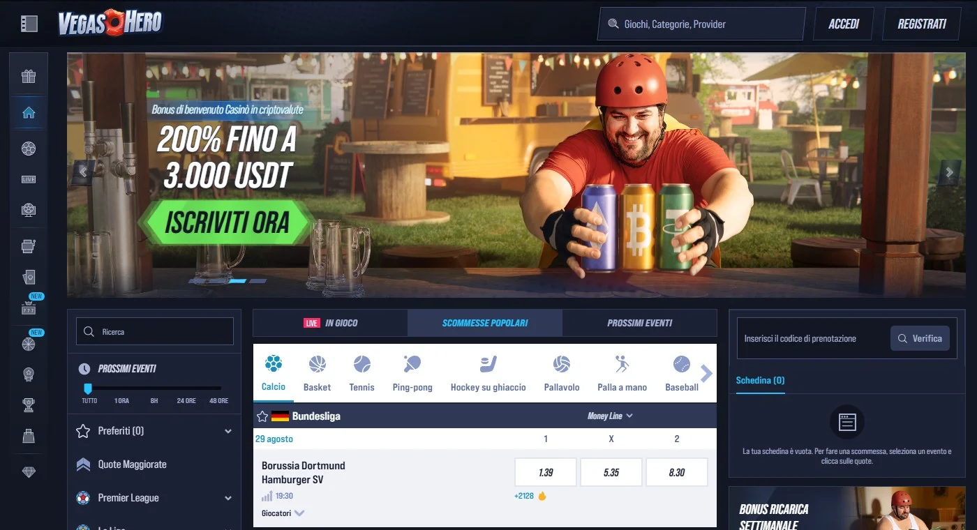 casino trustly italia: la pagina principale di VegasHero
